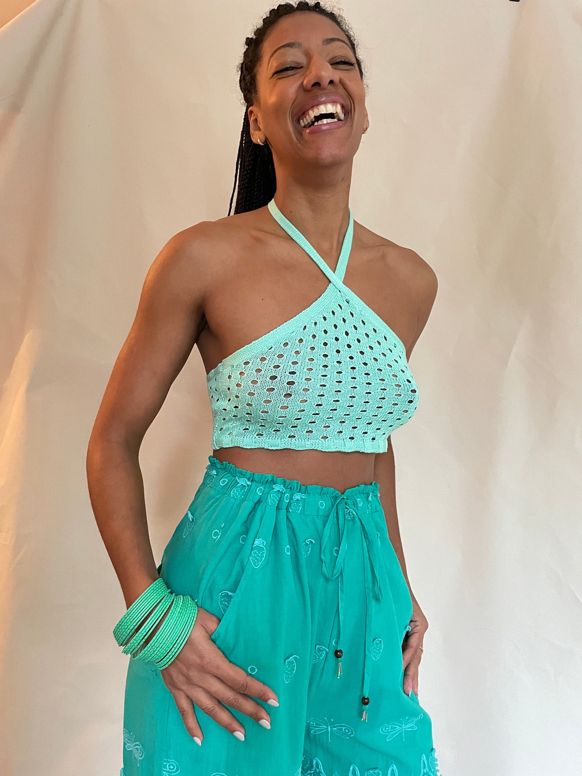 Knitted store halter top