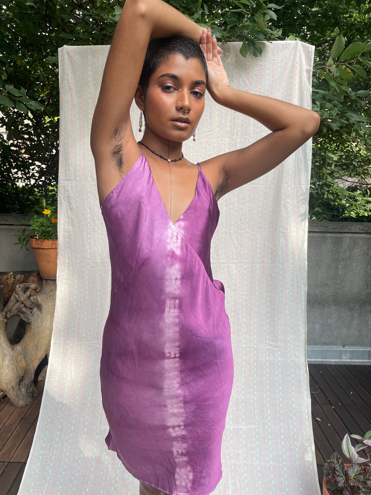 Cochineal-Dyed Silk Slip Dress - abacaxi