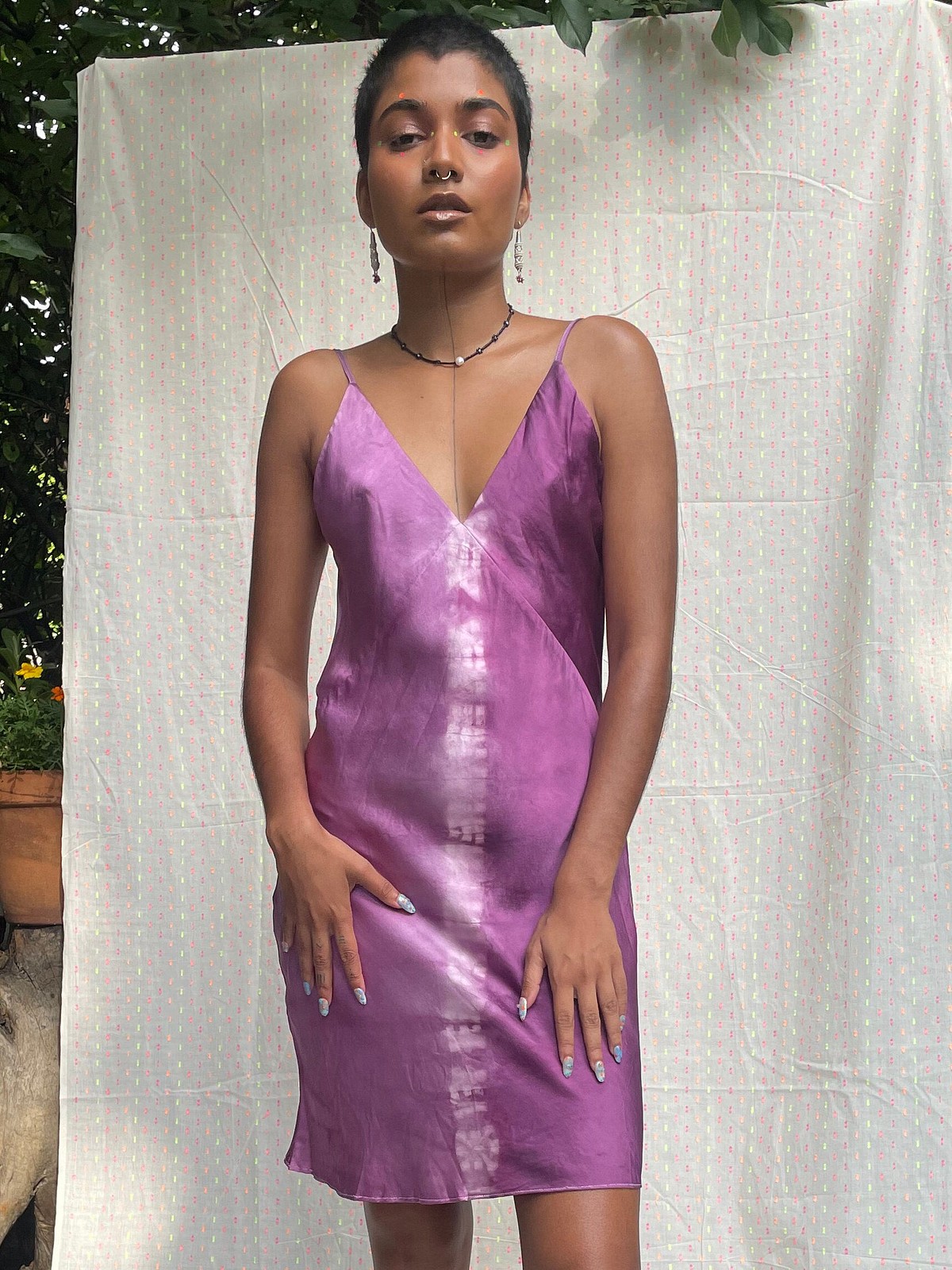 Cochineal-Dyed Silk Slip Dress - abacaxi