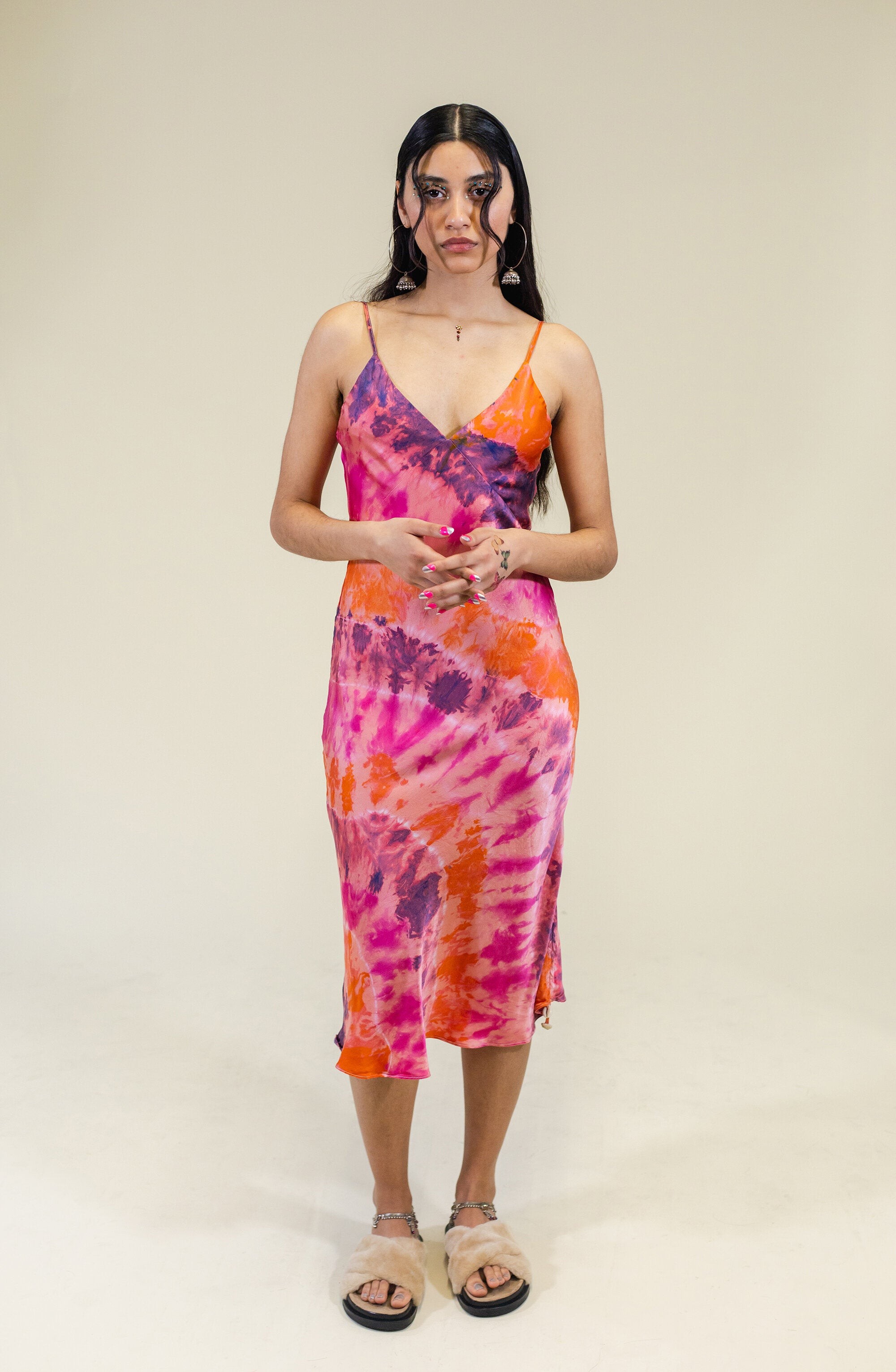 Tie dye clearance silk slip dress