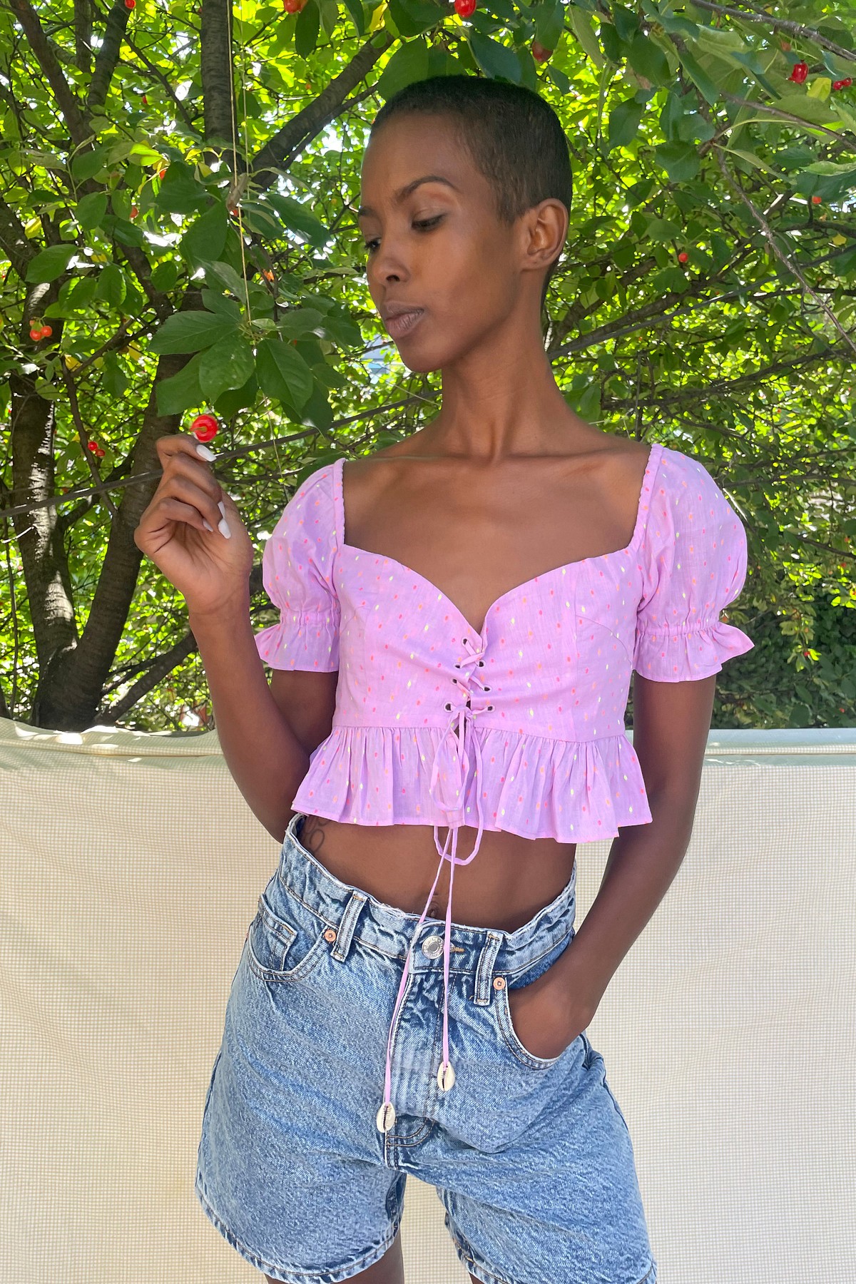 正規品　Bibiy. ANNA PUFF TOP Ruffled Sari Top - abacaxi