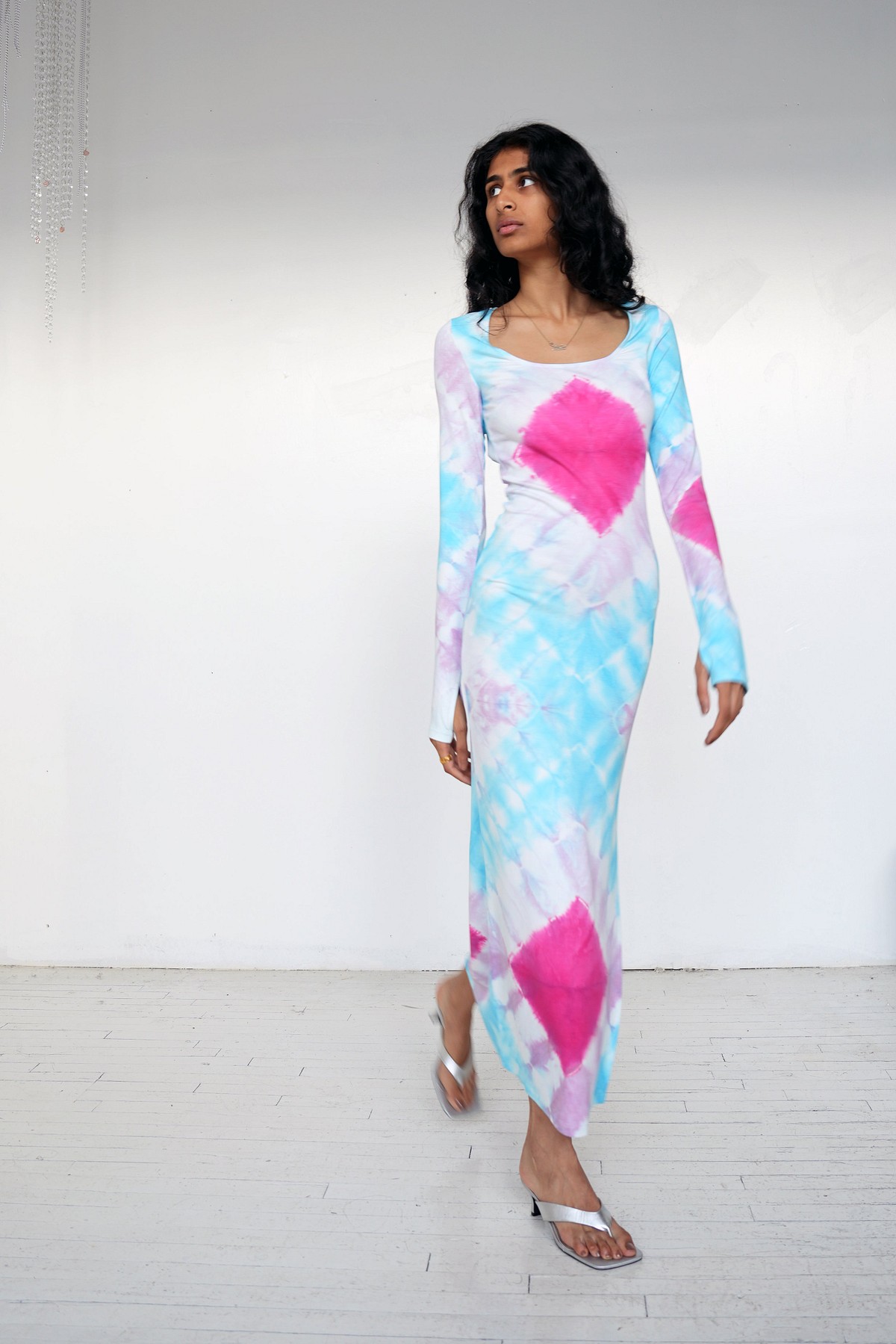 silk tie dye dress Tie-Dye Silk Tunic Dress Midnight Tie Dye / Large