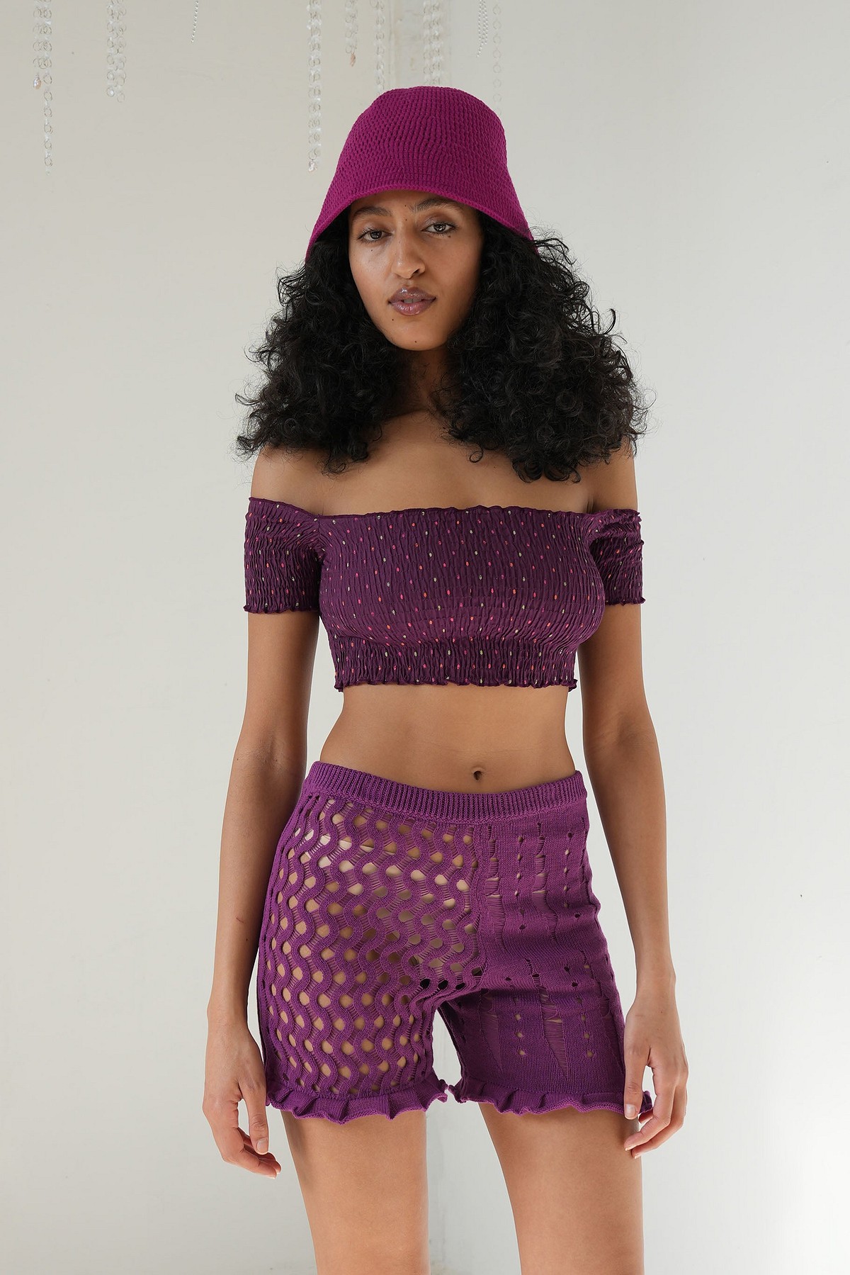 Smocked Off the Shoulder Top - abacaxi