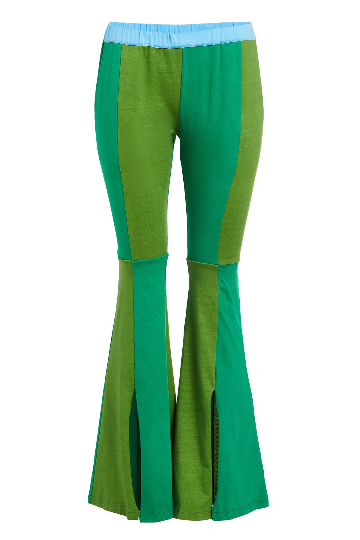 MAWCLOS Women Flare Pant Elastic Waisted Palazzo Pants Color Block Bell  Bottom Oversized Running Plus Size Leggings Green 4XL 