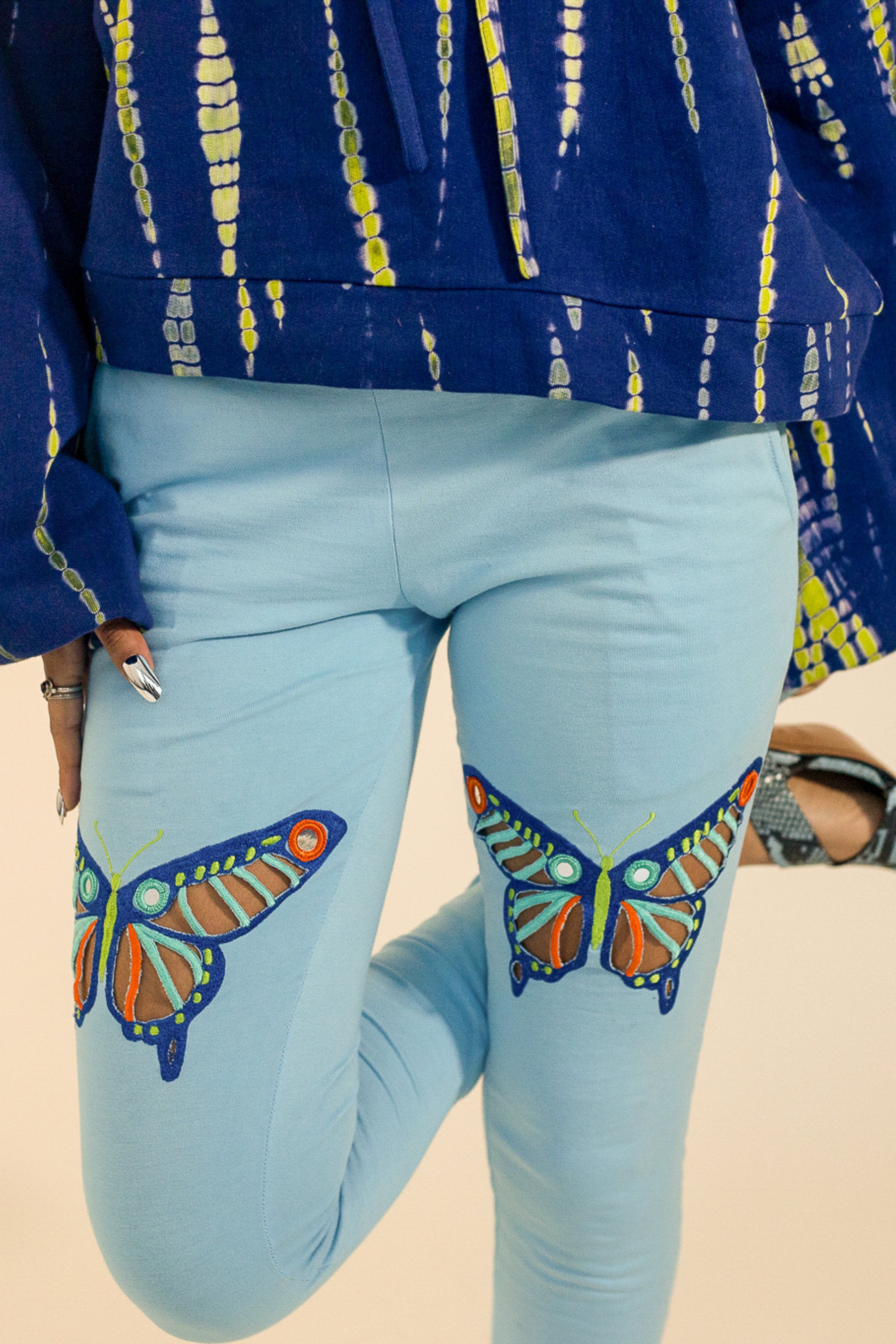 Churidaar Leggings with Eyelet Butterflies - abacaxi
