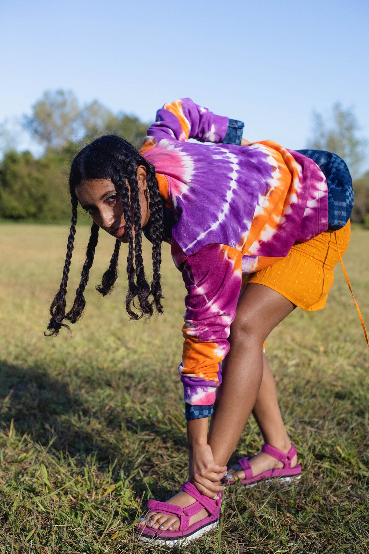 Tie-Dye Long Sleeve Top in Marigold Sunset