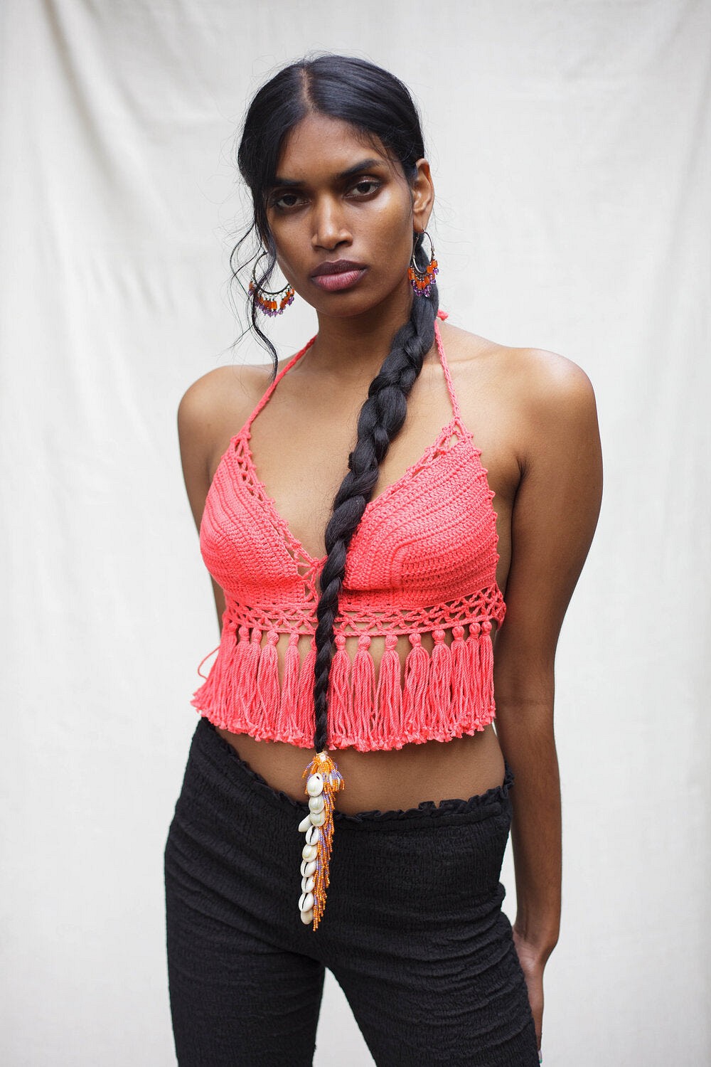 Black Crochet & Mirror Fringe Bralette – Naughty Girl Shop