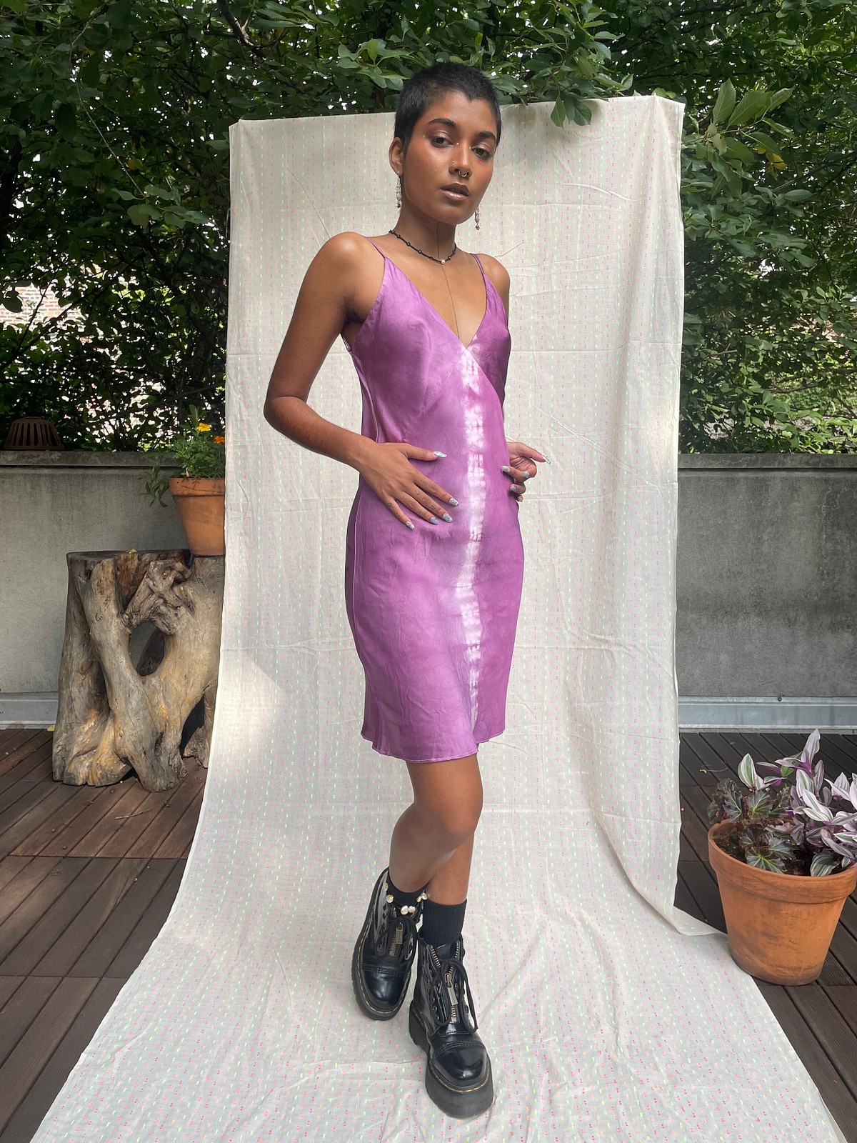 Lavender silk outlet slip dress