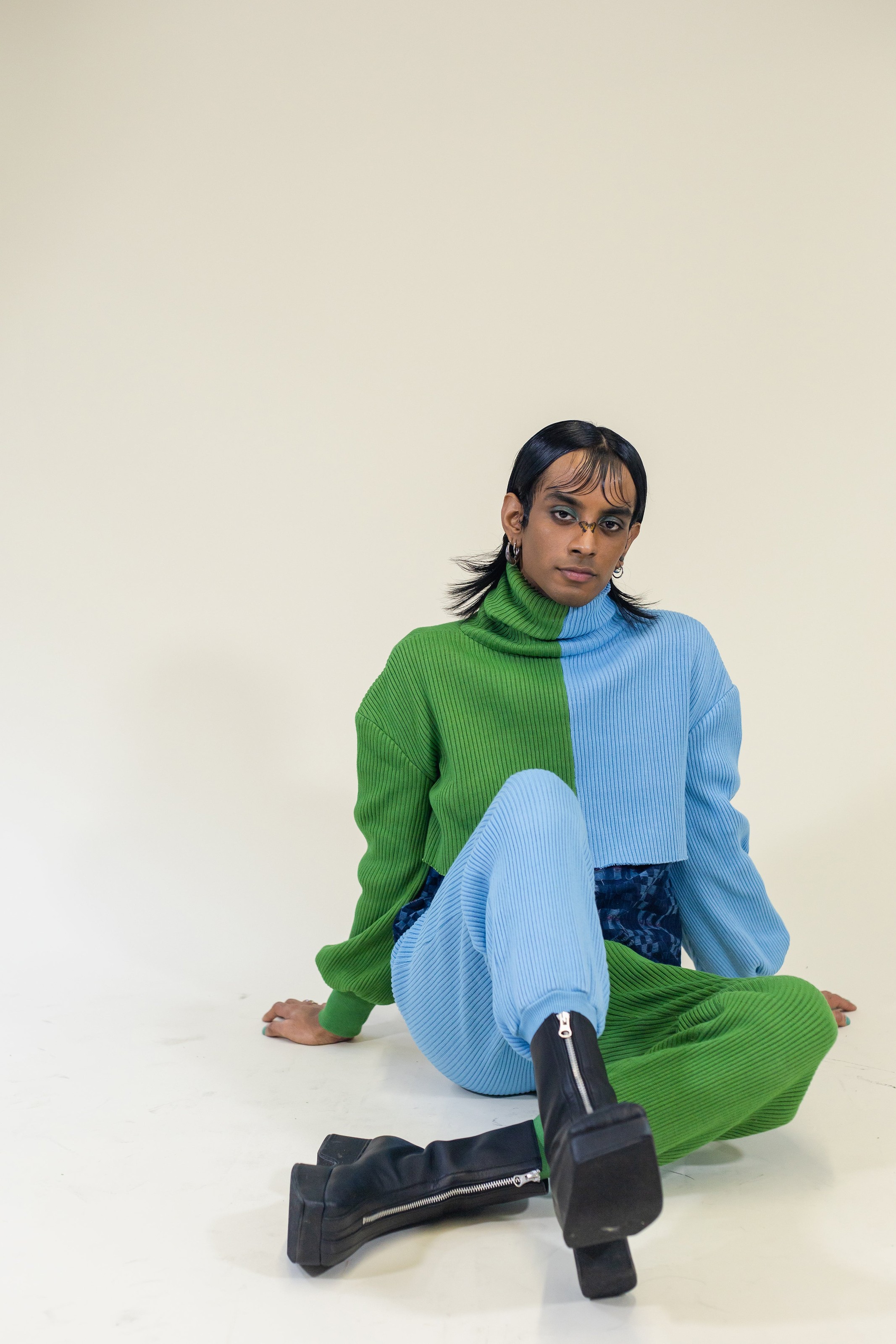 Two Tone Turtleneck Sweater