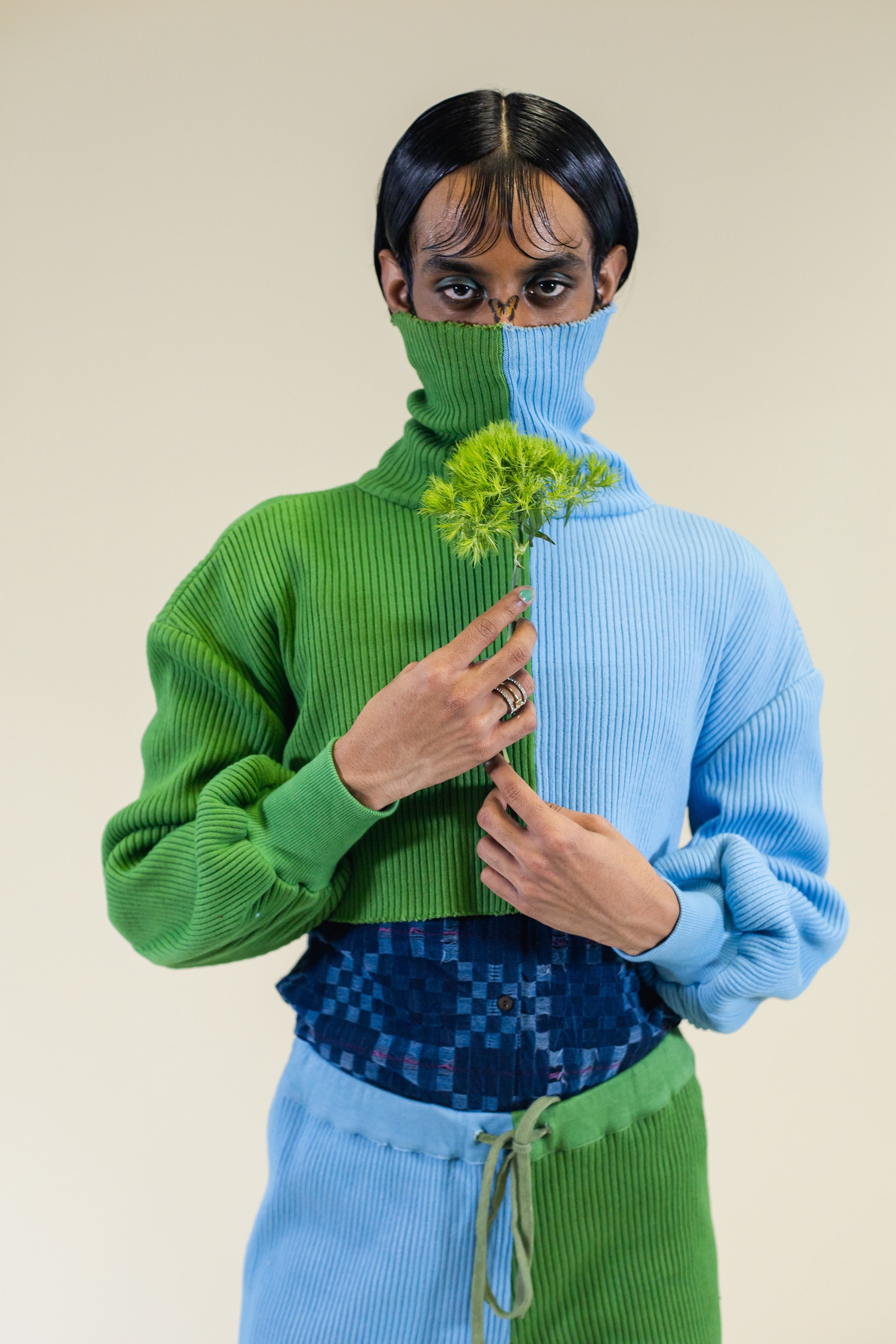 Two Tone Turtleneck Sweater