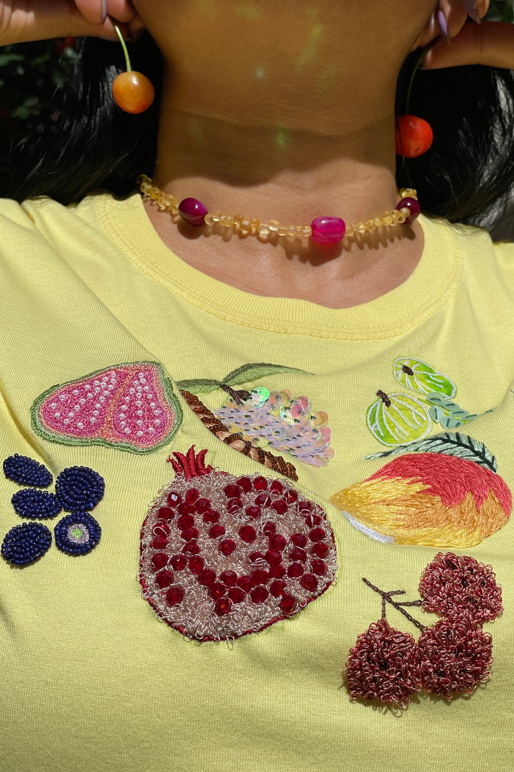 Sour Cherry Necklace with pink agate