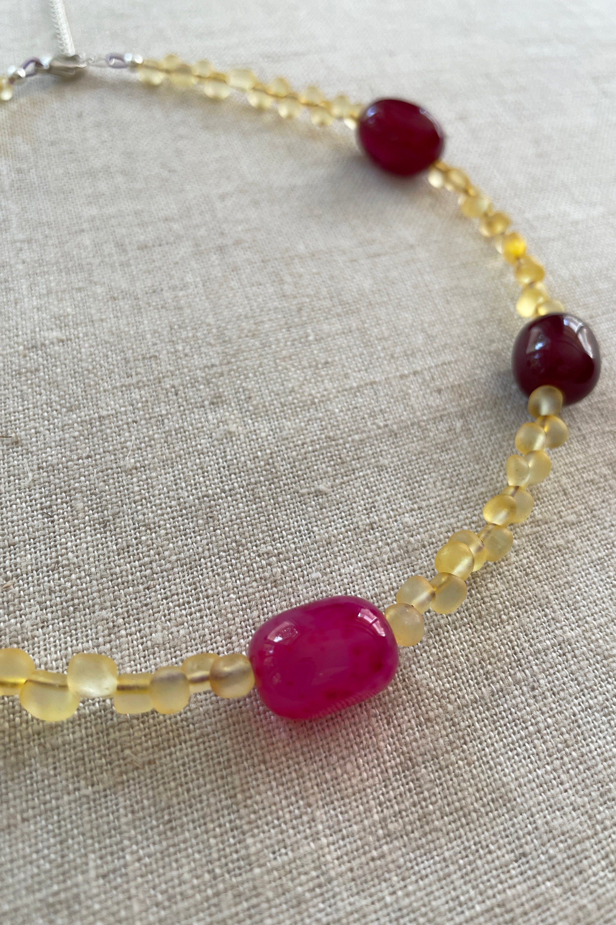 Sour Cherry Necklace with pink agate