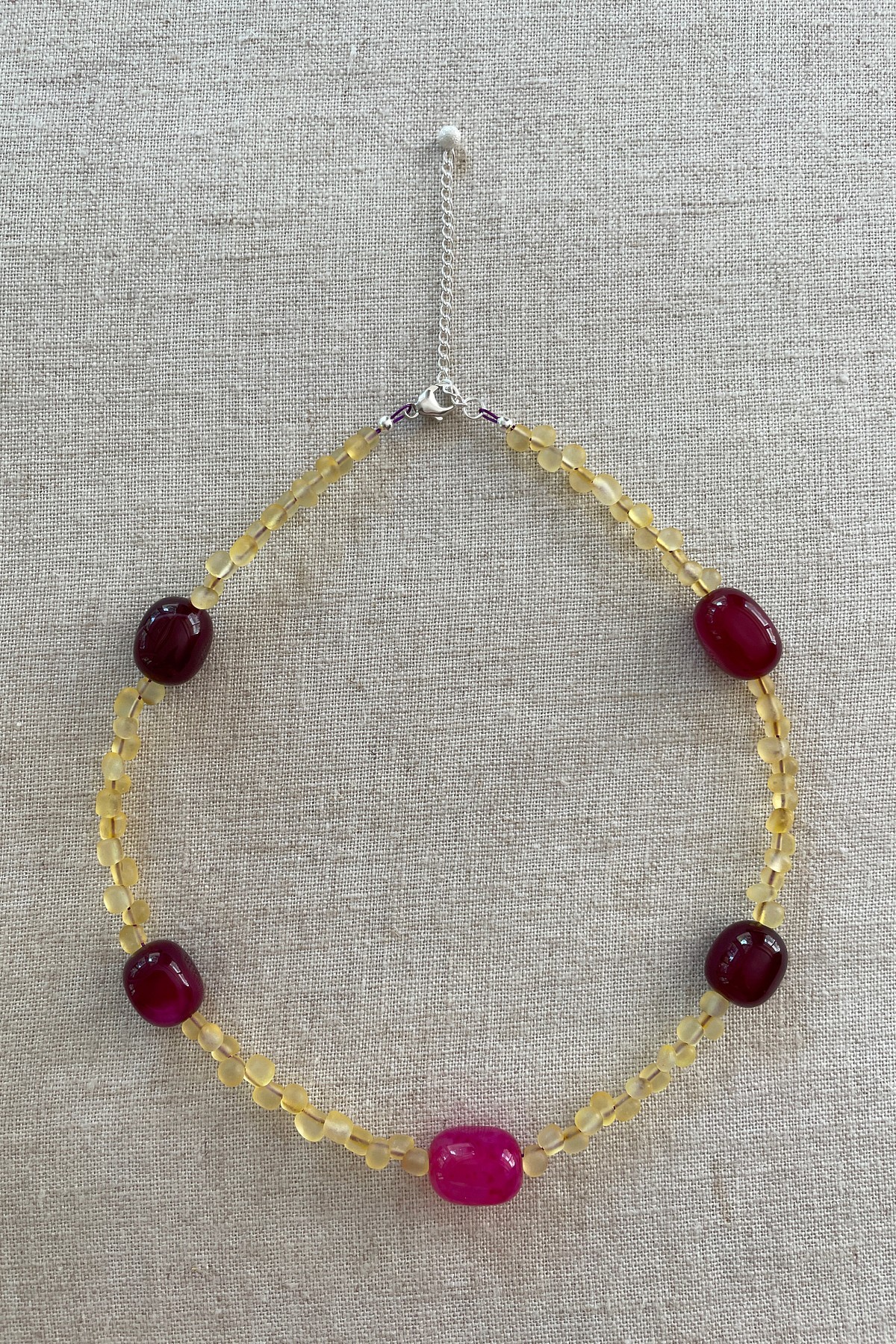 Sour Cherry Necklace with pink agate