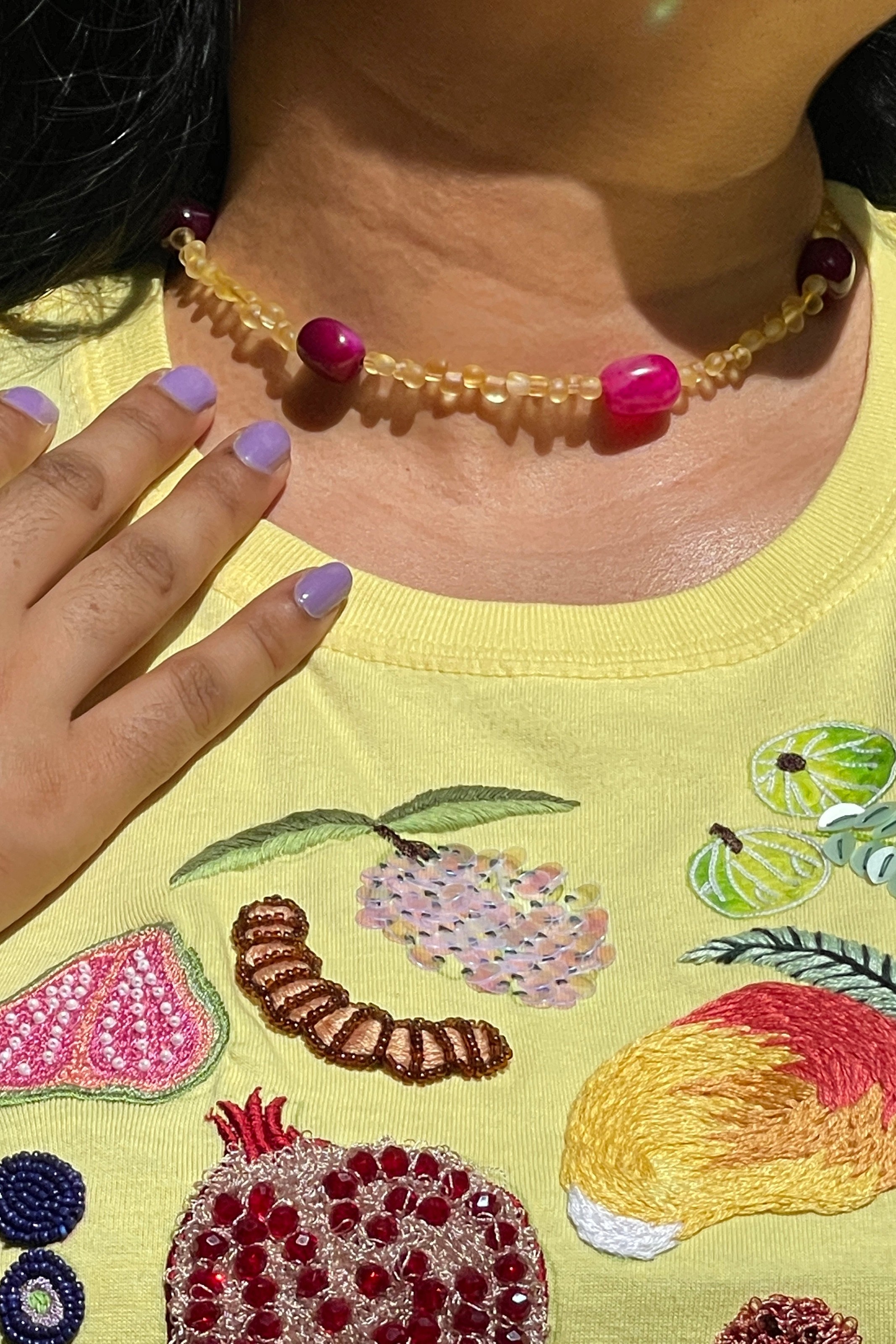 Sour Cherry Necklace with pink agate