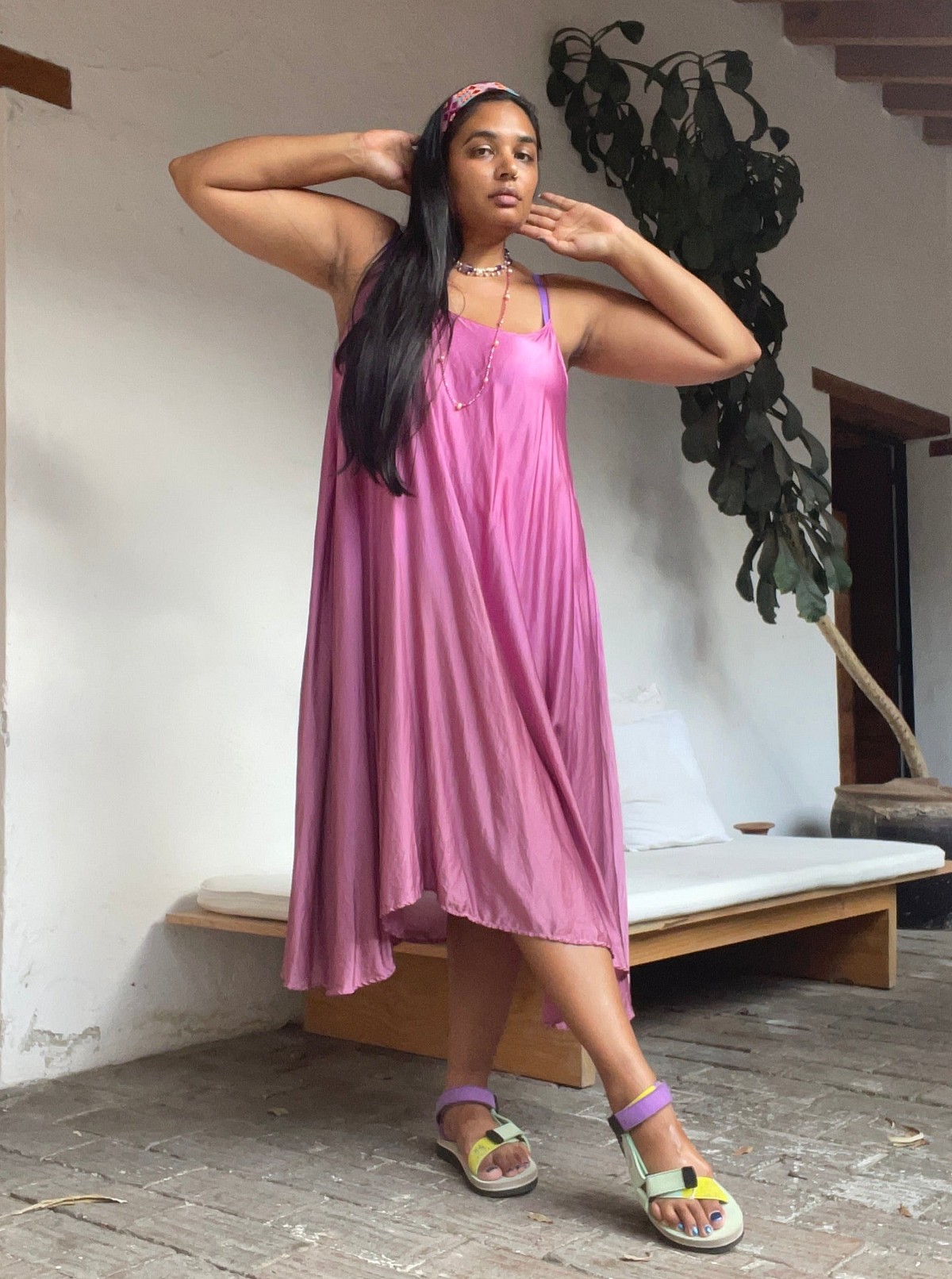 Cochineal-Dyed Silk Slip Dress - abacaxi