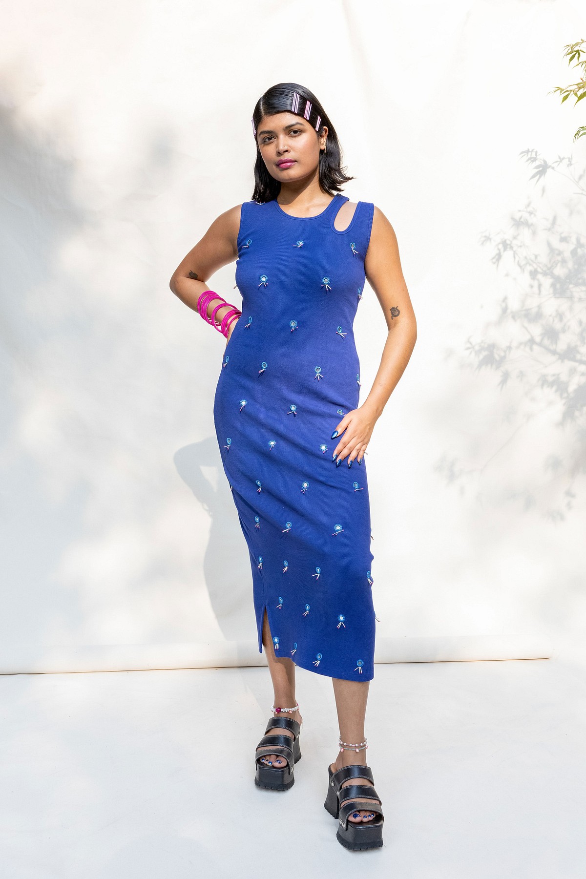 Indigo Blue Shisha Cutout Maxi Dress - abacaxi